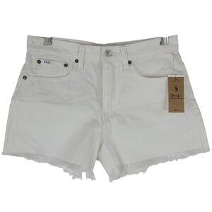 Polo Ralph Lauren Womens White Denim Cutoff Shorts Waist Size 26"